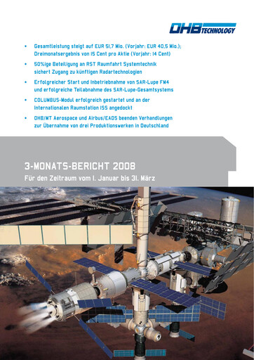 Vorschaubild OHB SE Quartalsbericht 2008-q1