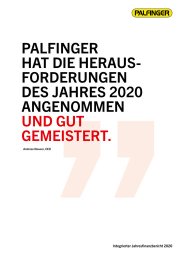 Thumbnail Palfinger Financial Statement 2020