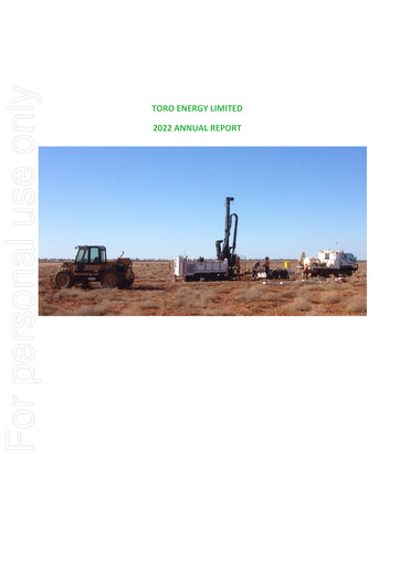 Thumbnail Toro Energy Annual Report 2022