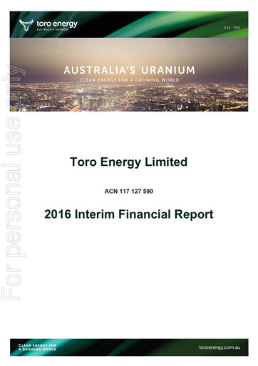 Thumbnail Toro Energy Half-year Report 2016-h1