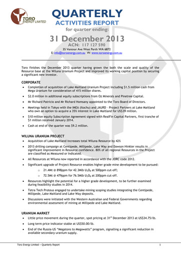 Thumbnail Toro Energy Quarterly Report 2013-q4