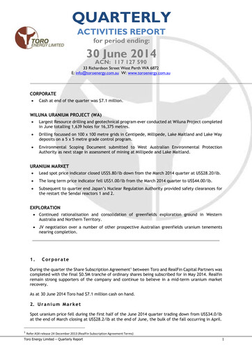 Thumbnail Toro Energy Quarterly Report 2014-q2