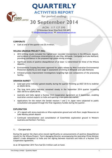 Thumbnail Toro Energy Quarterly Report 2014-q3
