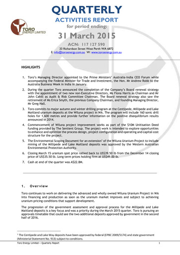 Thumbnail Toro Energy Quarterly Report 2015-q1