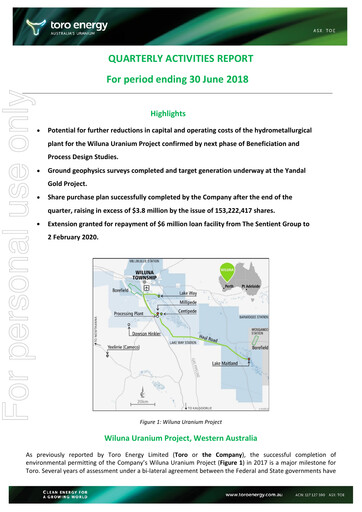 Thumbnail Toro Energy Quarterly Report 2018-q2