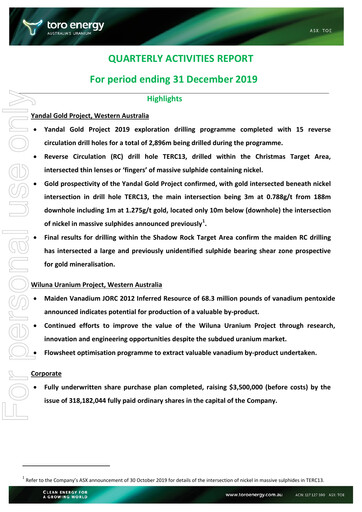 Thumbnail Toro Energy Quarterly Report 2019-q4