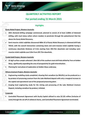 Thumbnail Toro Energy Quarterly Report 2021-q1