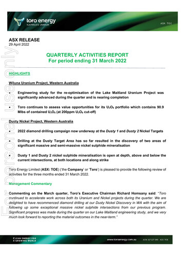 Thumbnail Toro Energy Quarterly Report 2022-q1