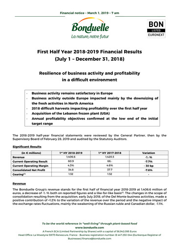 Thumbnail Bonduelle Half-year Report 2018-2019-h1