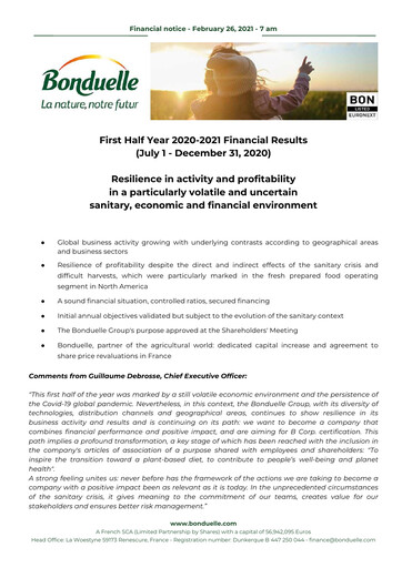 Thumbnail Bonduelle Half-year Report 2020-2021-h1