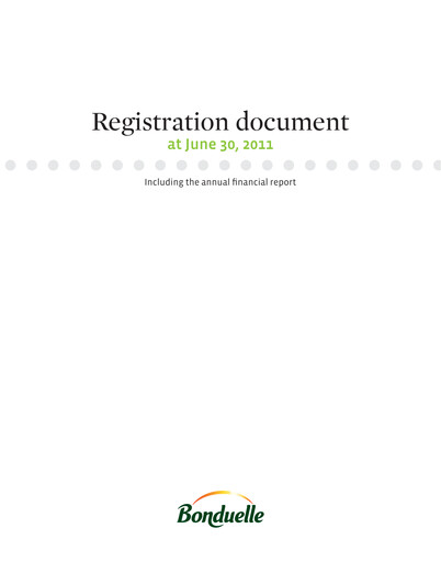 Thumbnail Bonduelle Universal Registration Document 2011