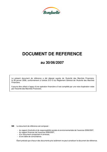 Thumbnail Bonduelle Universal Registration Document 2007