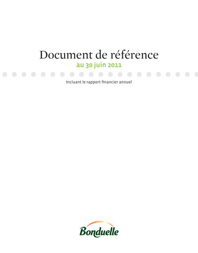 Thumbnail Bonduelle Universal Registration Document 2010-2011