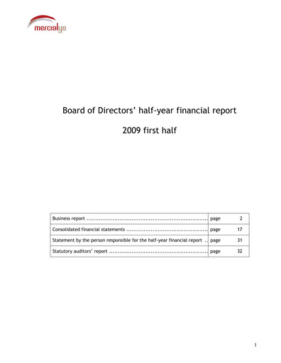 Thumbnail Mercialys Half-year Report 2009-h1