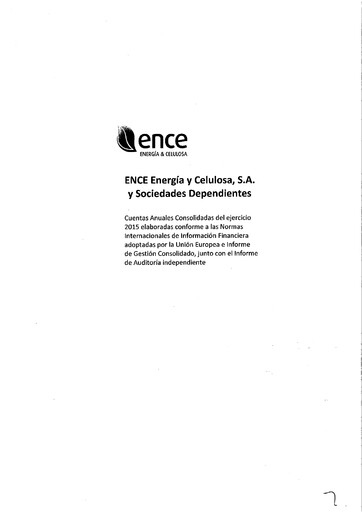 Thumbnail ENCE Energía y Celulosa Financial Statement 2015
