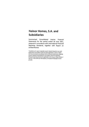 Thumbnail Neinor Homes Half-year Report 2021-h1