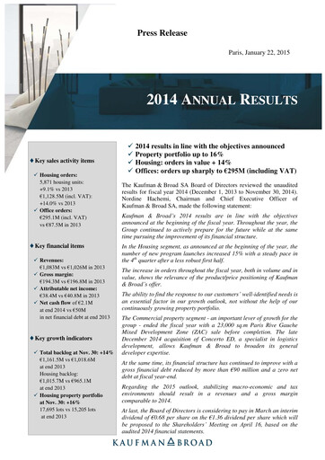 Vorschaubild Kaufman & Broad Finanzbericht 2014