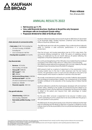 Vorschaubild Kaufman & Broad Finanzbericht 2022