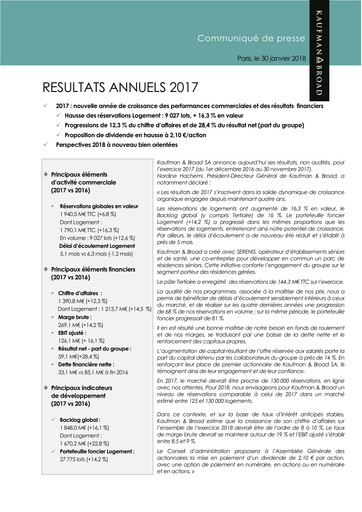 Vorschaubild Kaufman & Broad Finanzbericht 2017