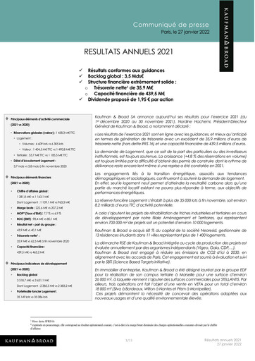 Vorschaubild Kaufman & Broad Finanzbericht 2021