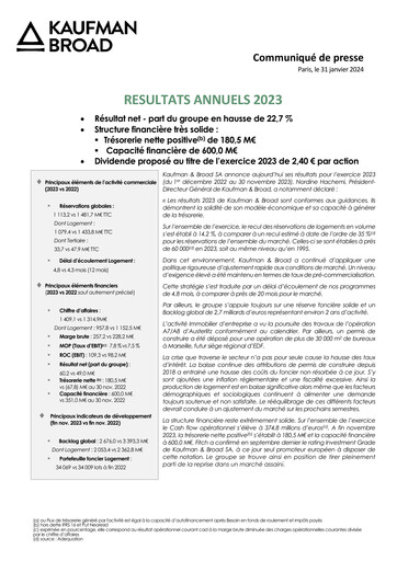 Vorschaubild Kaufman & Broad Finanzbericht 2023