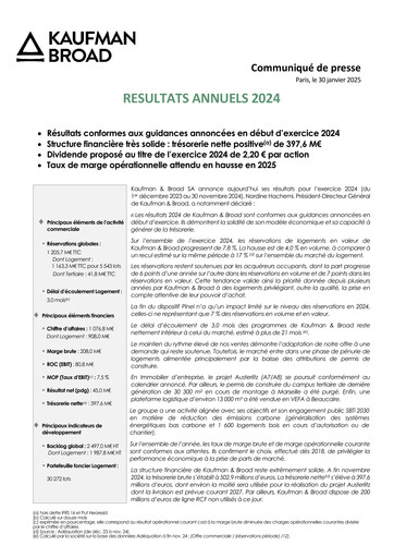 Vorschaubild Kaufman & Broad Finanzbericht 2024