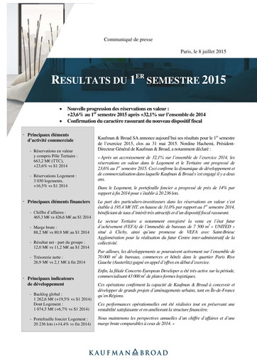 Vorschaubild Kaufman & Broad Halbjahresbericht 2015-h1
