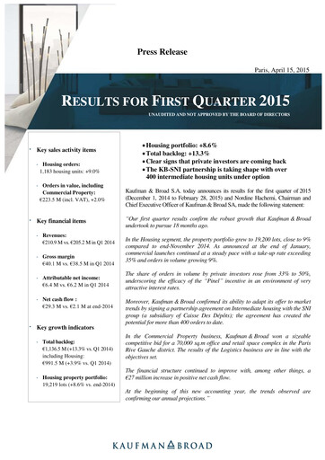 Vorschaubild Kaufman & Broad Quartalsbericht 2015-q1