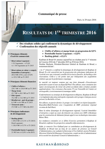 Vorschaubild Kaufman & Broad Quartalsbericht 2016-q1