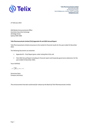 Vorschaubild Telix Pharmaceuticals Jahresbericht 2022