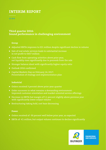 Miniature Bilfinger Rapport trimestriel 2016-q3