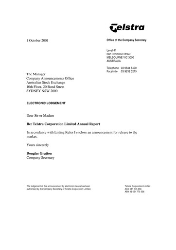 Thumbnail Telstra Annual Report 2001