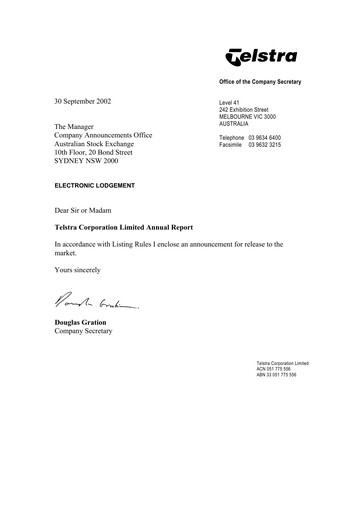 Thumbnail Telstra Annual Report 2002