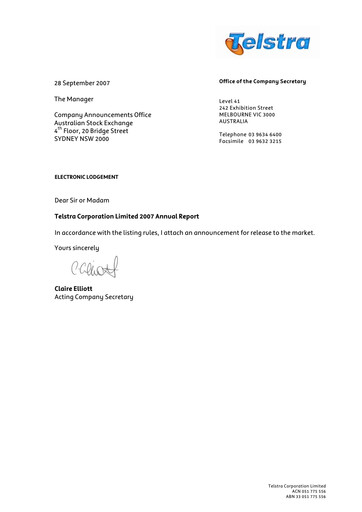 Thumbnail Telstra Annual Report 2007