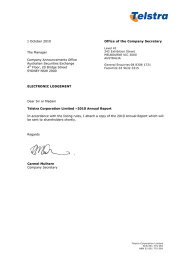 Thumbnail Telstra Annual Report 2010