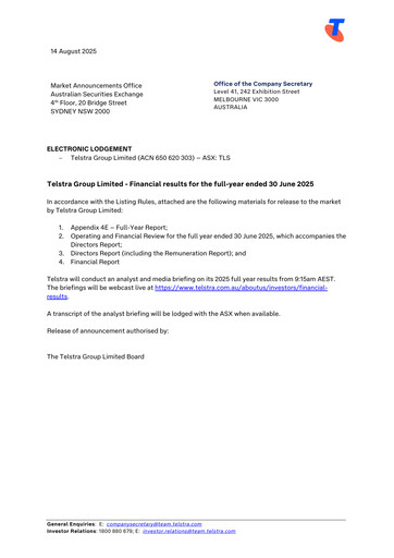 Thumbnail Telstra Financial Statement 2025