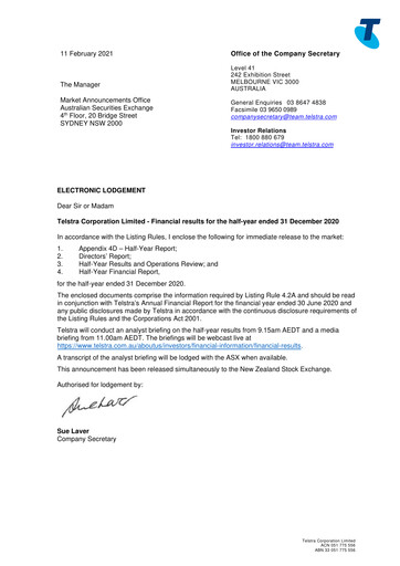 Thumbnail Telstra Half-year Report 2021-h1