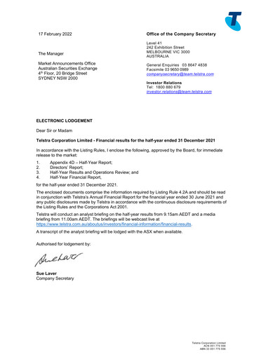 Thumbnail Telstra Half-year Report 2022-h1