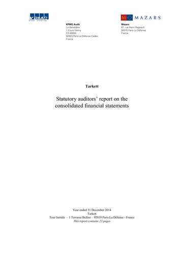 Thumbnail Tarkett Financial Statement 2014