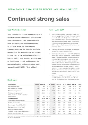 Thumbnail Aktia Bank
 Half-year Report 2017-h1