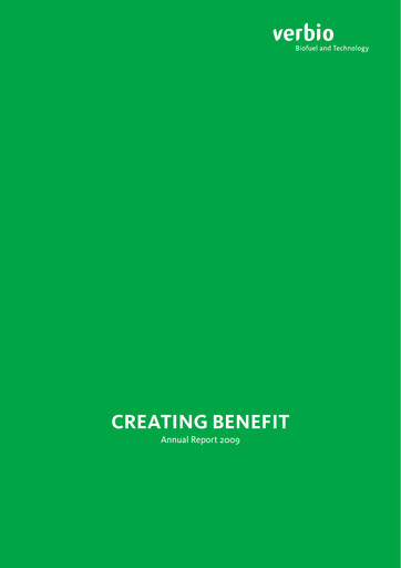 Thumbnail Verbio Annual Report 2009