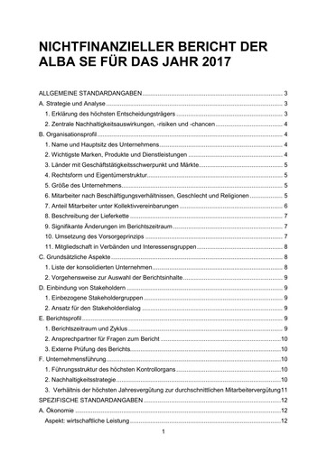 Miniature ALBA SE Rapport ESG 2017