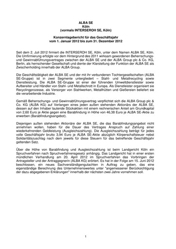 Thumbnail ALBA SE Financial Report 2012