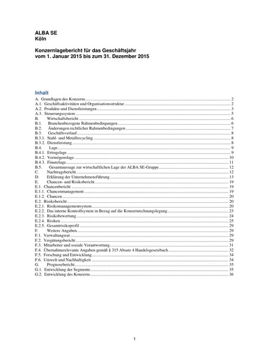 Thumbnail ALBA SE Financial Report 2015