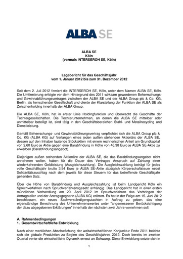 Thumbnail ALBA SE Financial Statement 2012