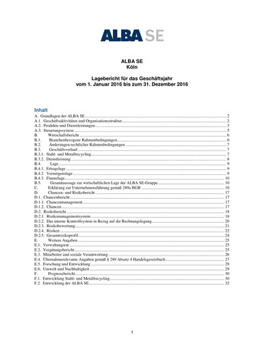 Thumbnail ALBA SE Financial Statement 2016