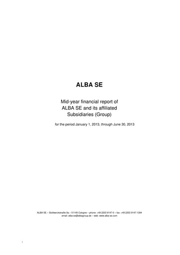Miniature ALBA SE Rapport semestriel 2013-h1