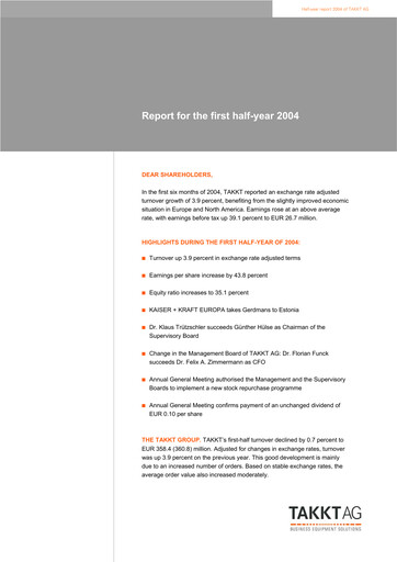 Thumbnail TAKKT AG Financial Report 2004-h1