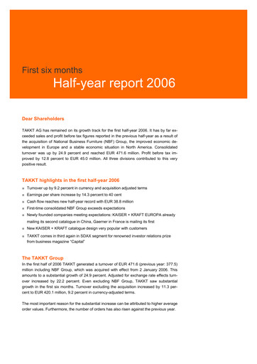 Thumbnail TAKKT AG Financial Report 2006-h1