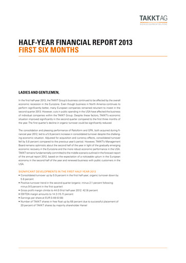 Thumbnail TAKKT AG Financial Report 2013-h1